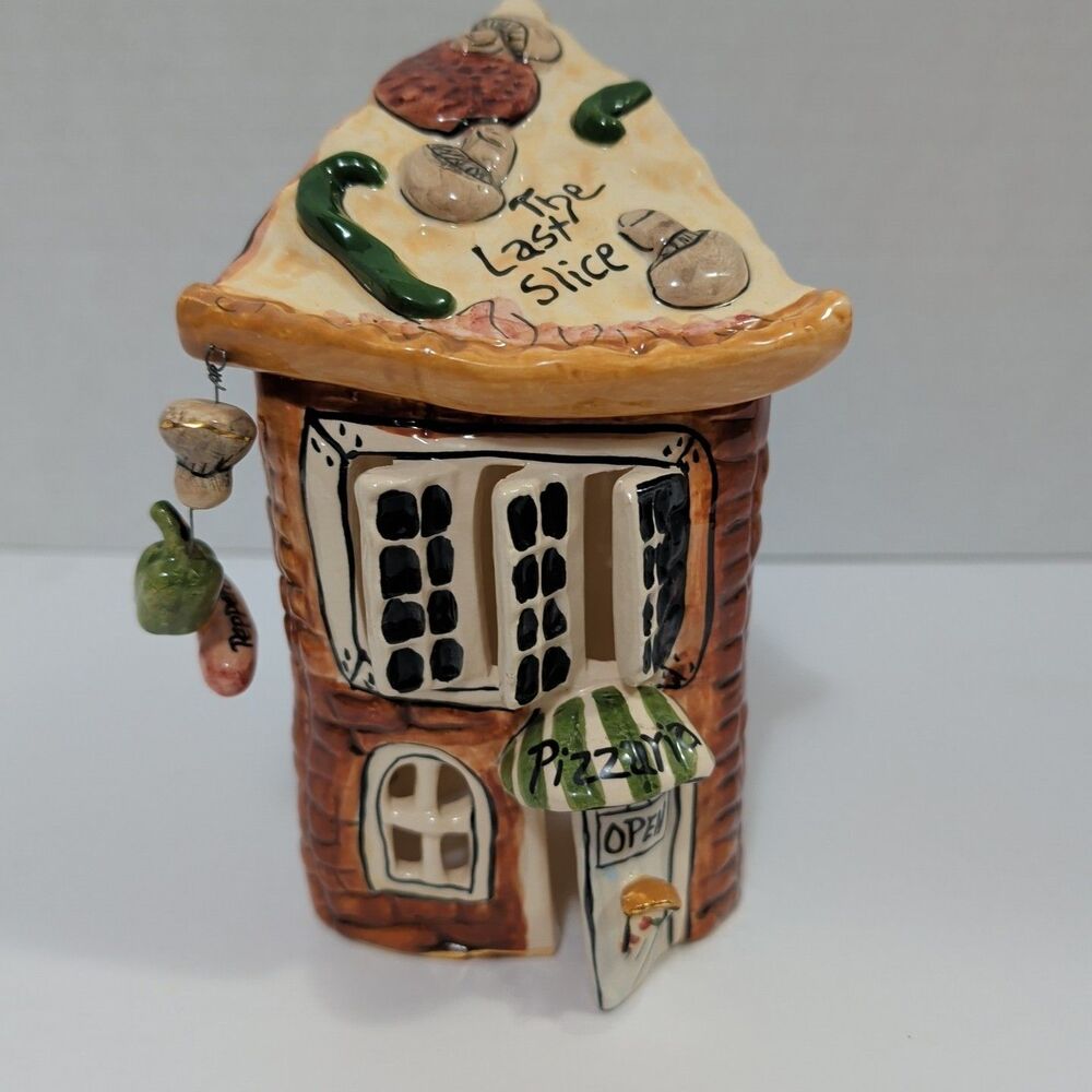 2001 Blue Sky Clayworks Heather Goldminc The Last Slice Pizza Ceramic Tea Light